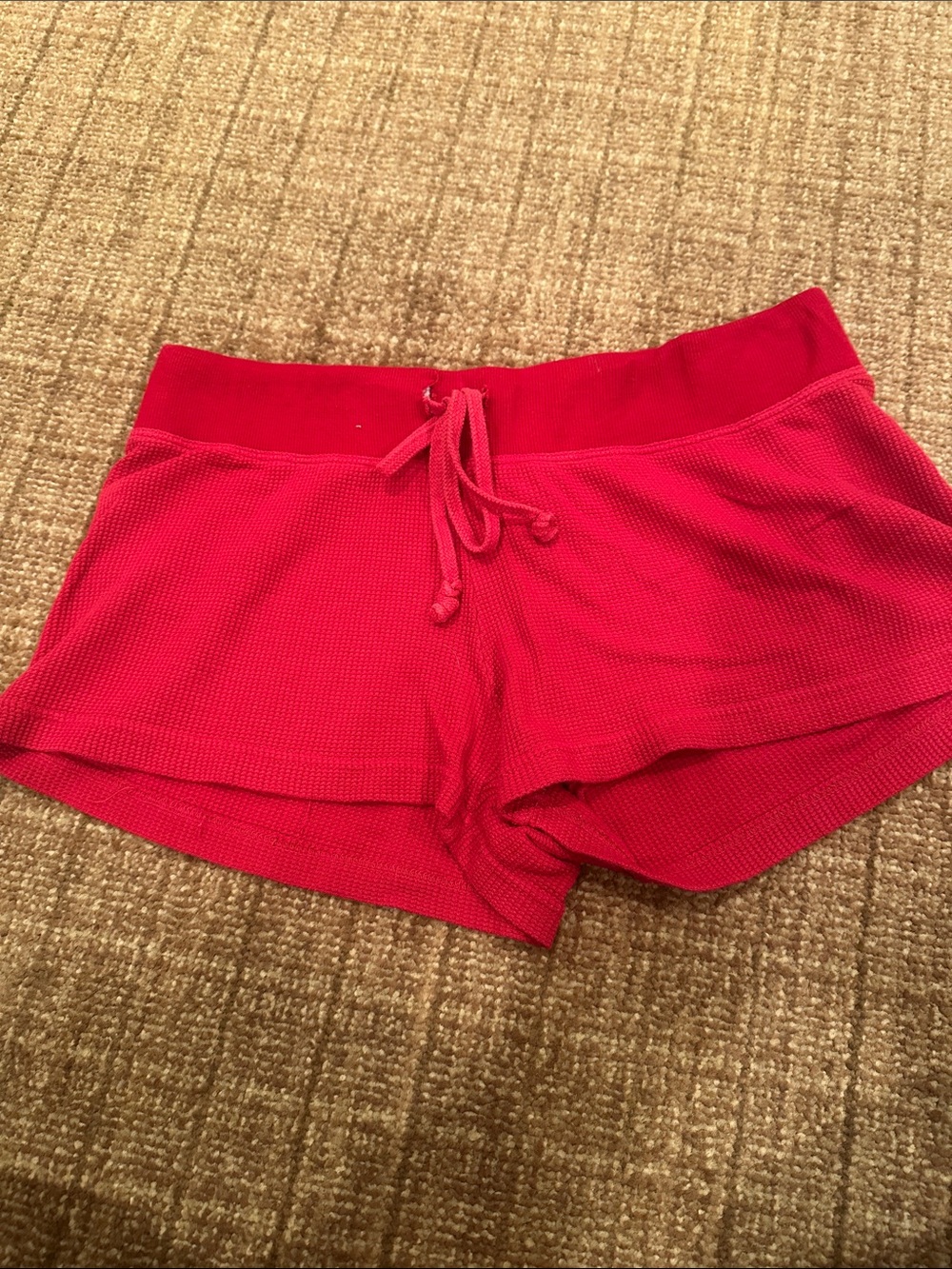 Hard Tail Red Waffle-Knit Lounge Shorts
